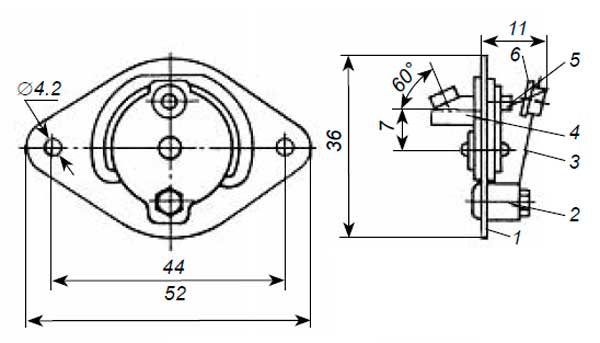 Габаритная схема термовыключателя АД-155М-Б6