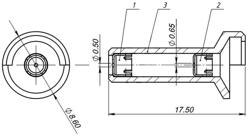Конструктивная схема инжектора пилотной горелки серии SIT 140,150 (диаметр 0,65/0,50мм)